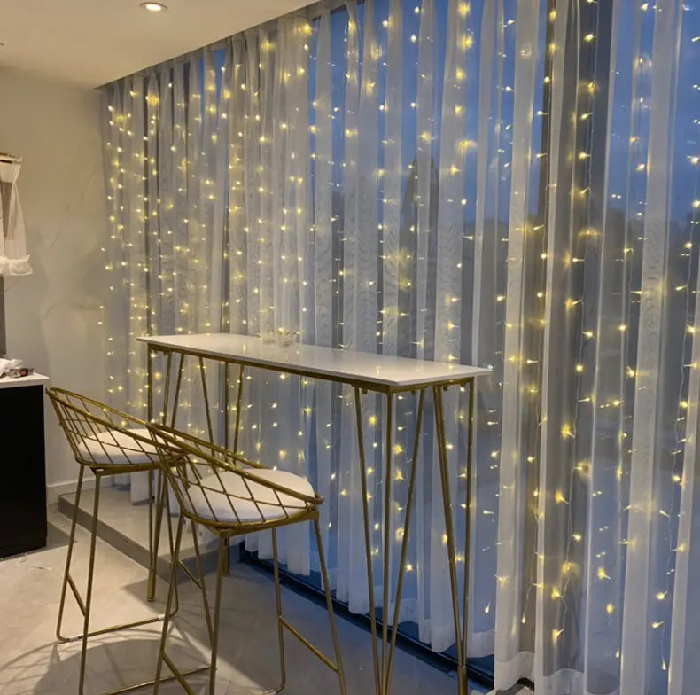 【MASX】Cortina de Luz LED com Fio de Cobre - 300 LEDs, 3x3 Metros | Para Festa, Eventos e Natal