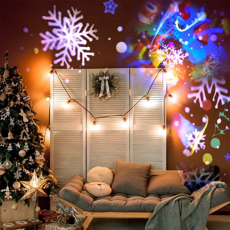 Projetor Led Natal Laser Desenhos Natalinos Jardim 886 Externo Neve