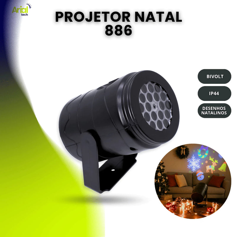 Projetor Led Natal Laser Desenhos Natalinos Jardim 886 Externo Neve
