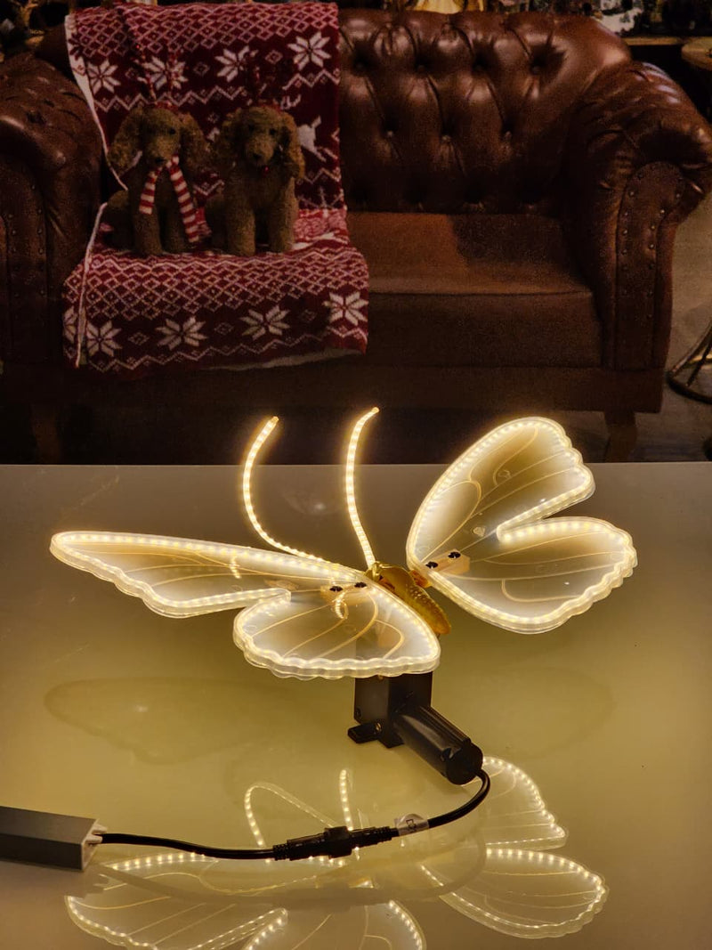 BORBOLETA 40CM COM LED WARM E MOVIMENTO COM SUPORTE BIVOLT